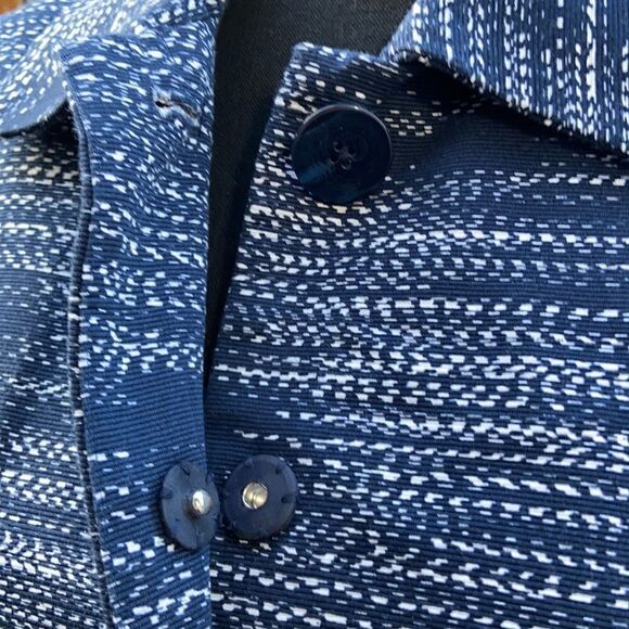 Jones New York Signature blazer snap blue white geometric Sz 6 FiRM on PRICE - Picture 4 of 6